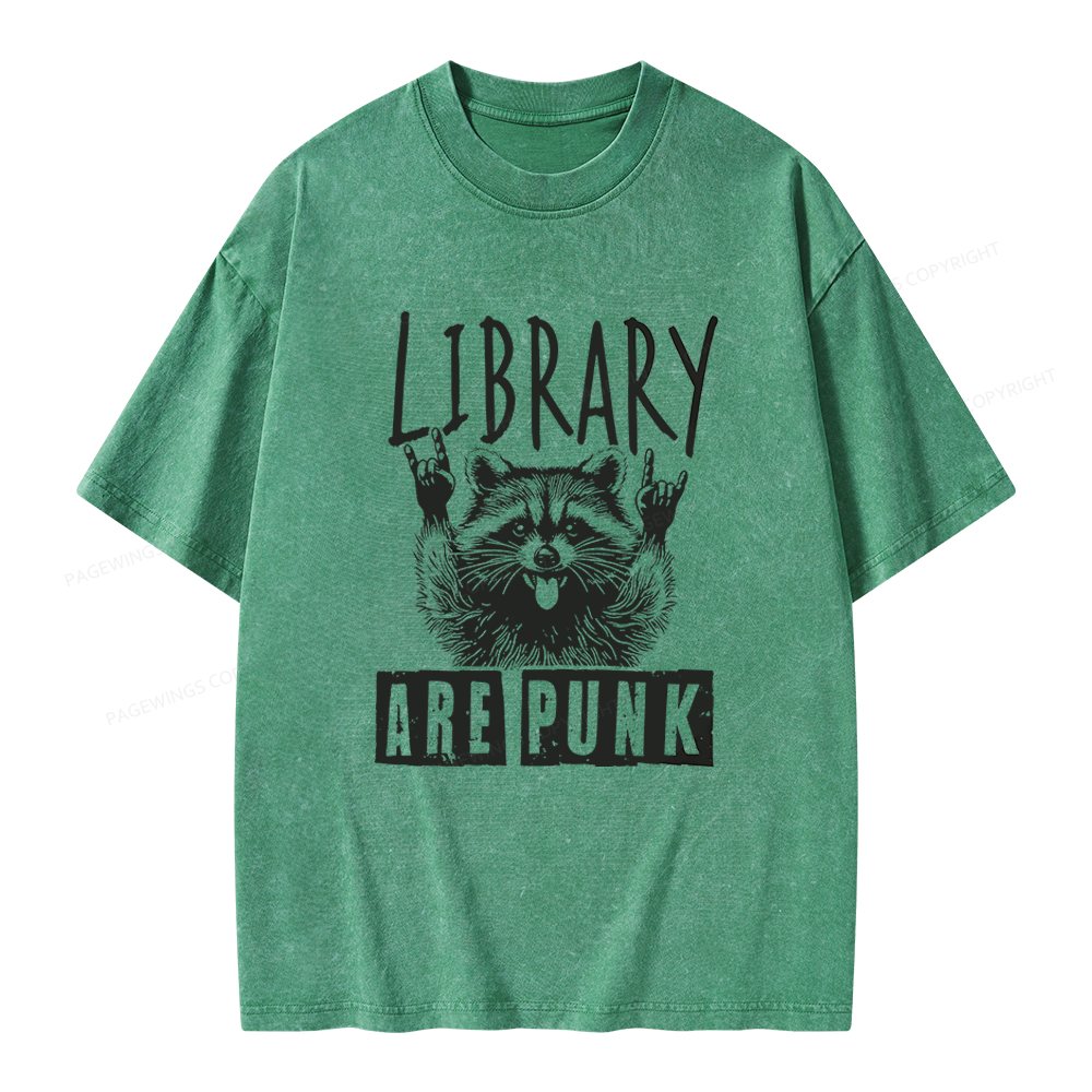 Pagewings Libraries Are Punk Unisex Washed T-shirt
