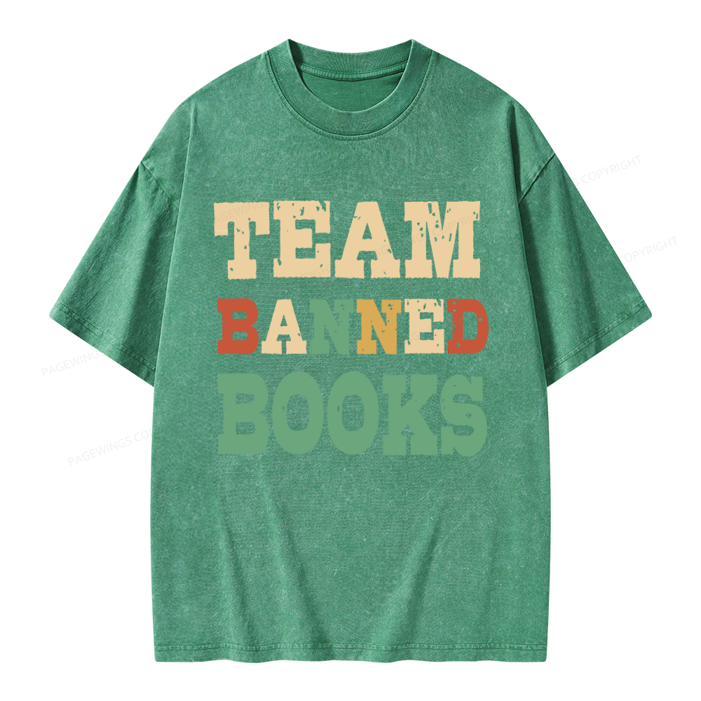 Pagewings Funny Team Banned Books Unisex Washed T-shirt