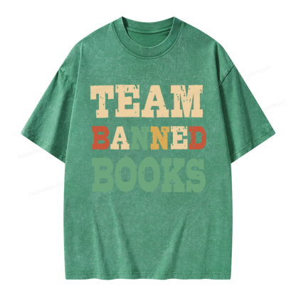 Pagewings Funny Team Banned Books Unisex Washed T-shirt