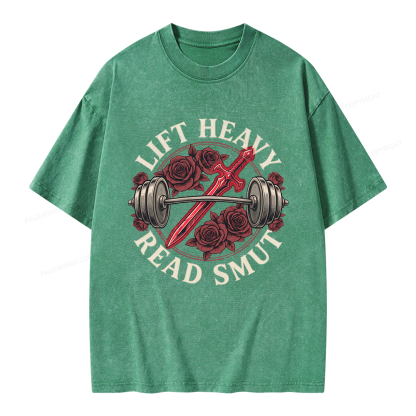 Pagewings Lift Heavy Read Smut Unisex Washed T-shirt