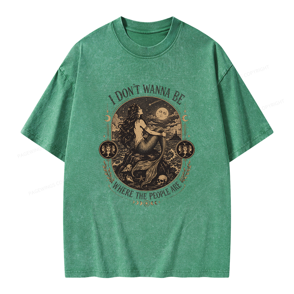 Pagewings I Don't Wanna Be Where The People Are Unisex Washed T-shirt
