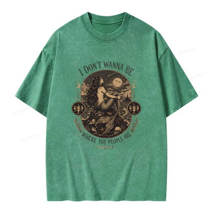 Pagewings I Don't Wanna Be Where The People Are Unisex Washed T-shirt