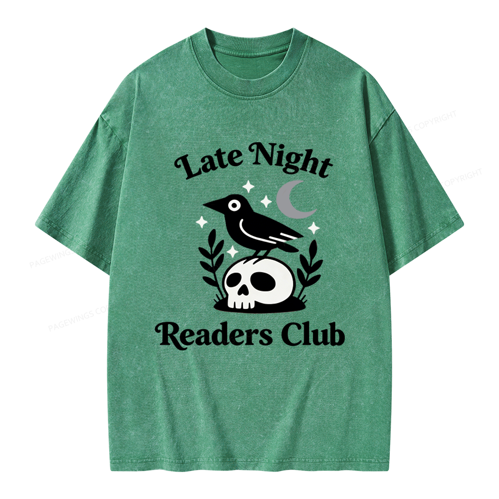 Pagewings Late Night Readers Club Unisex Washed T-shirt