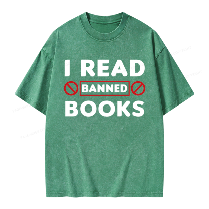 Pagewings I Read Banned Books Unisex Washed T-shirt