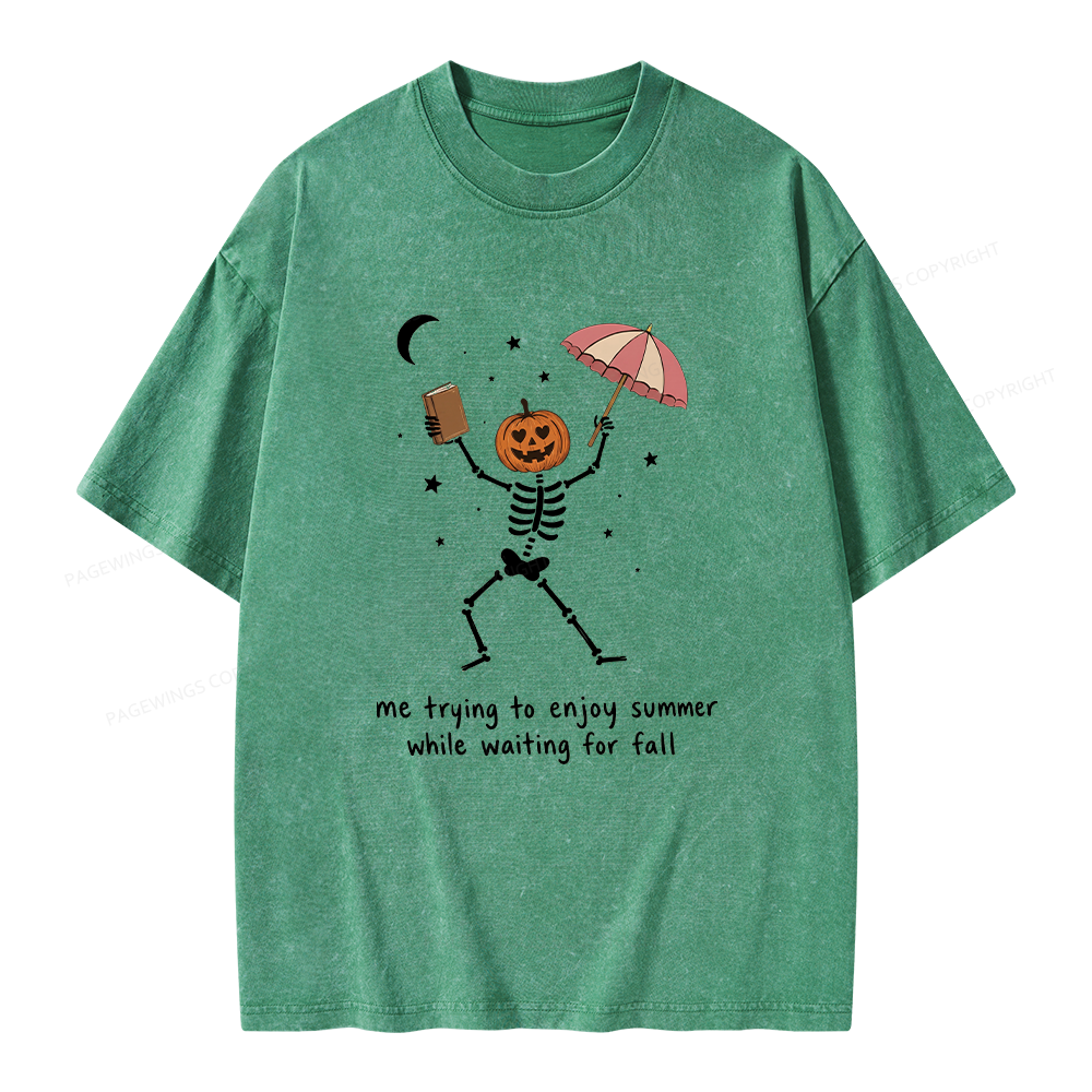 Pagewings Waiting For Fall Unisex Washed T-shirt