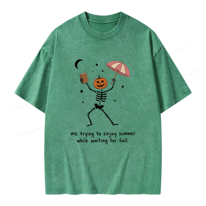Pagewings Waiting For Fall Unisex Washed T-shirt