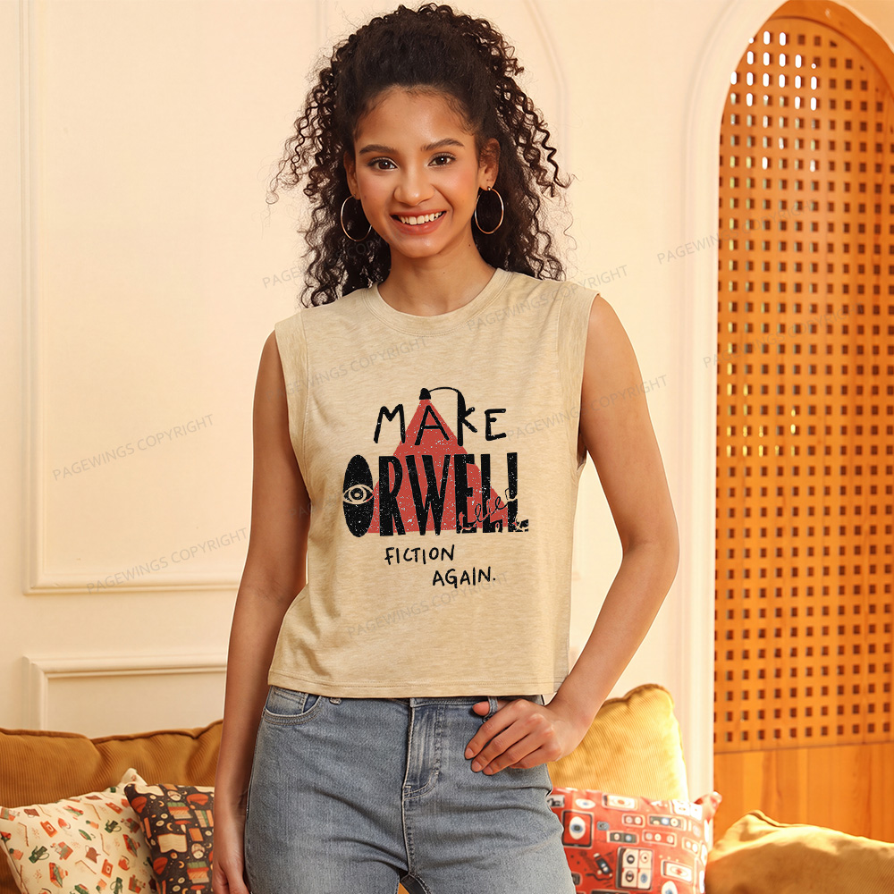 Pagewings Make Orwell Fiction Again10207 Bookish Women's Heather Tank Top