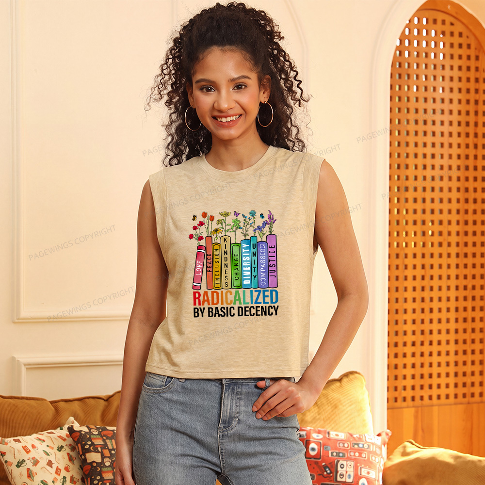 Pagewings Radicalized by Basic Decency14041 Bookish Women's Heather Tank Top