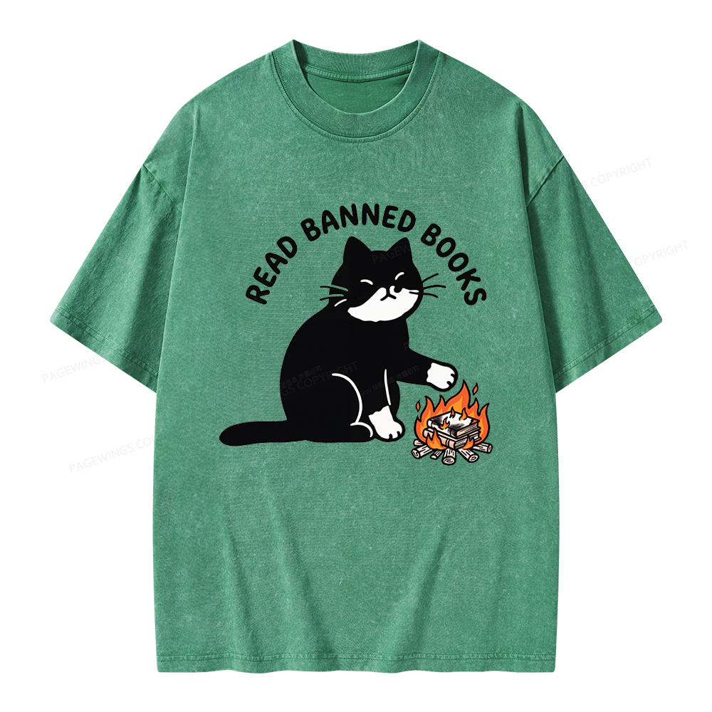 Pagewings Read Banned Books Unisex Washed T-shirt