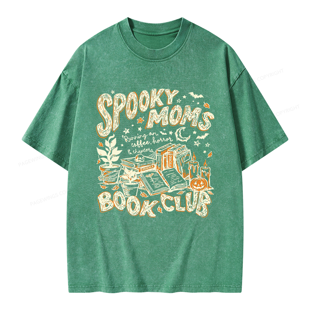 Pagewings Spooky Moms Book Club Unisex Washed T-shirt