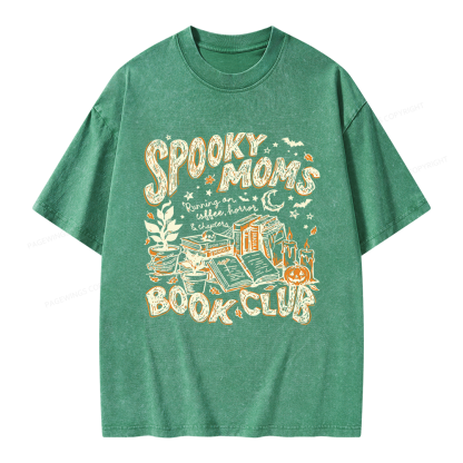 Pagewings Spooky Moms Book Club Unisex Washed T-shirt