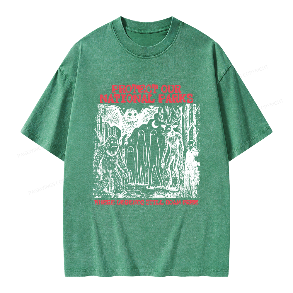 Pagewings Protect Our Parks Vintage Camping Unisex Washed T-shirt