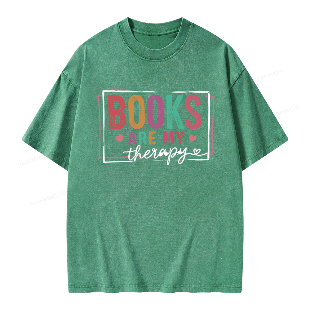 Pagewings Books Are My Therapy Unisex Washed T-shirt
