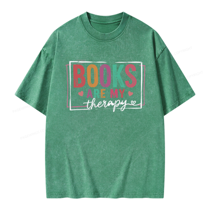 Pagewings Books Are My Therapy Unisex Washed T-shirt