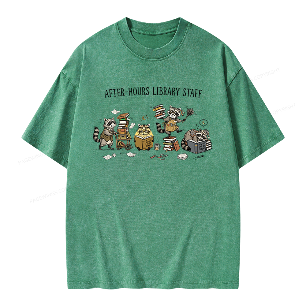 Pagewings After-Hours Library Staff Unisex Washed T-shirt