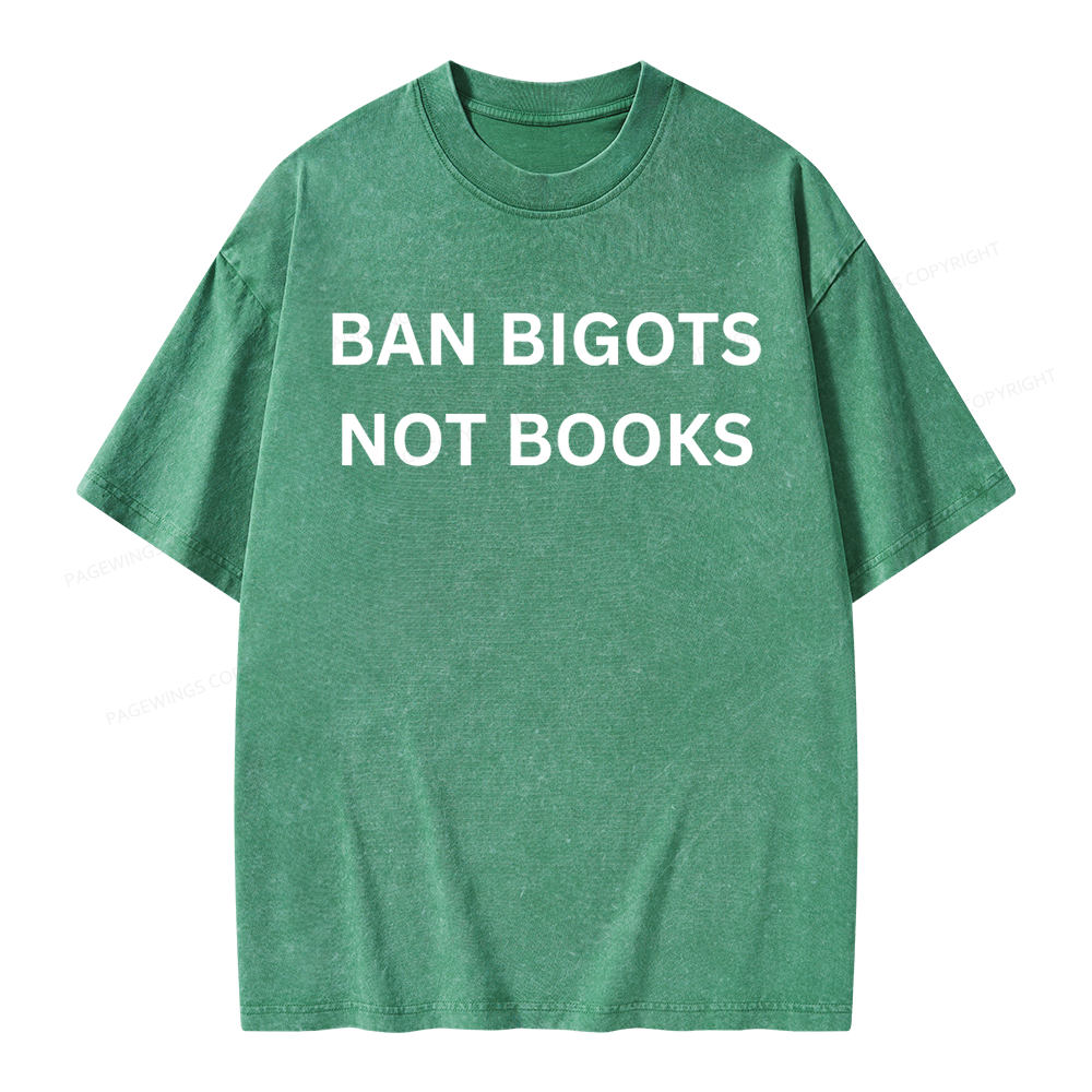Pagewing Ban Bigots Not Books Unisex Washed T-shirt