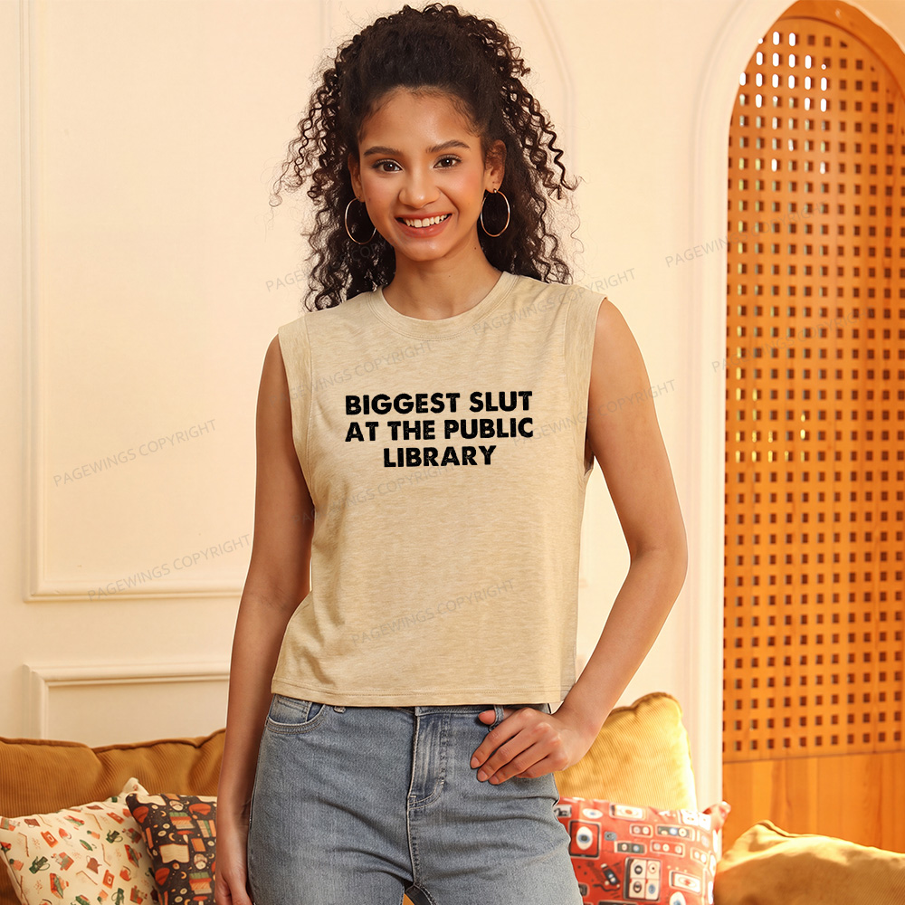 Pagewings Biggest Slut At The Public Library 13016 Bookish Women's Heather Tank Top