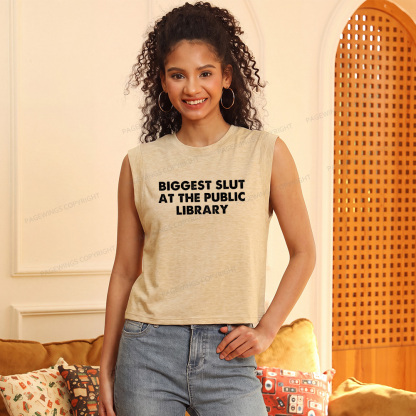 Pagewings Biggest Slut At The Public Library 13016 Bookish Women's Heather Tank Top