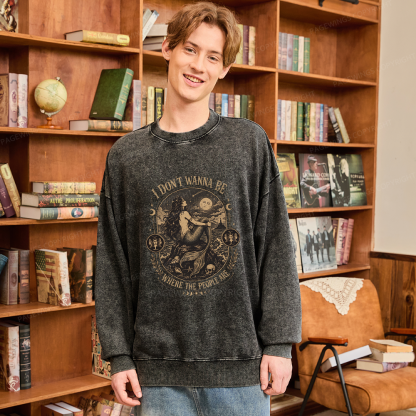 Pagewings I Don't Wanna Be Where The People Are16377 Read Unisex Washed Sweatshirt