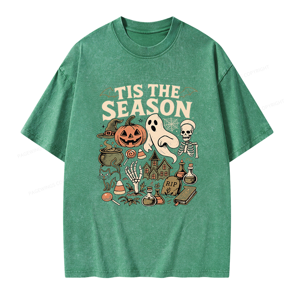 Pagewings Vintage Halloween Unisex Washed T-shirt