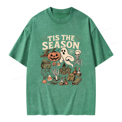 Pagewings Vintage Halloween Unisex Washed T-shirt