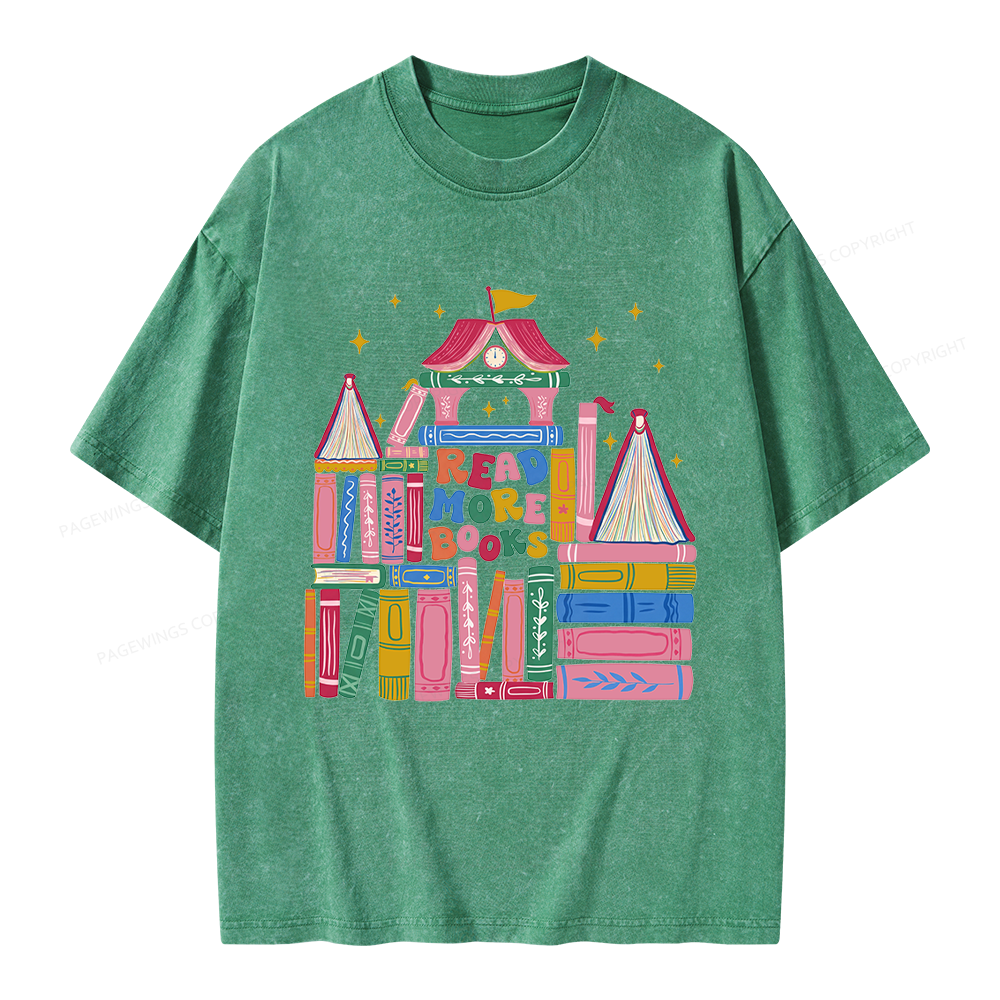 Pagewings Read More Books Unisex Washed T-shirt
