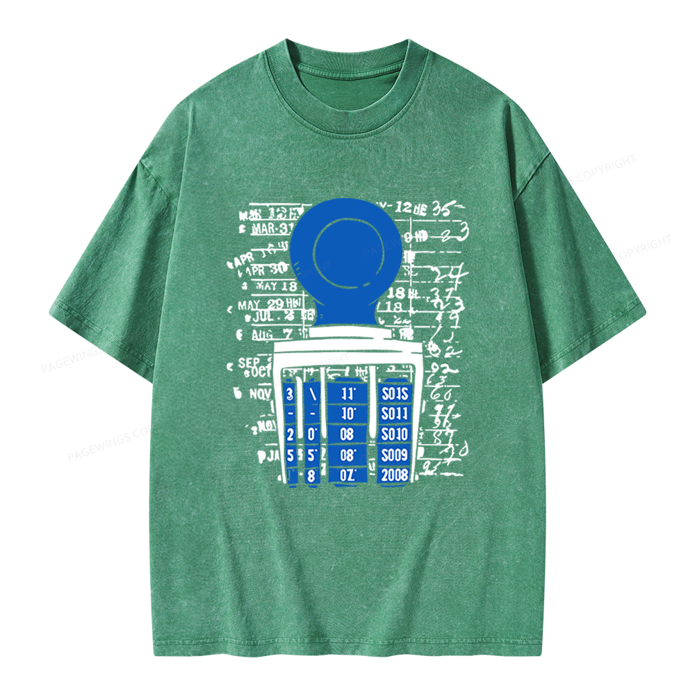 Pagewings Books Library Stamp Unisex Washed T-shirt