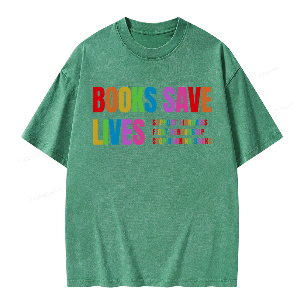 Pagewings Books Save Lives Unisex Washed T-shirt