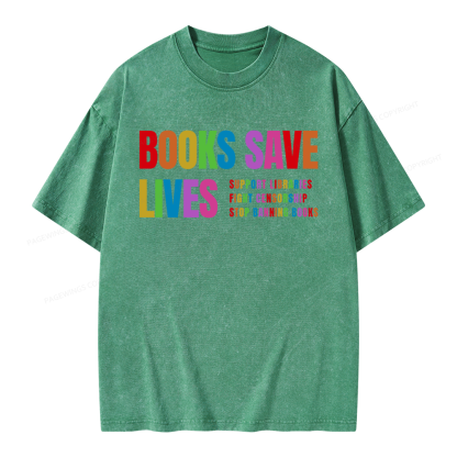 Pagewings Books Save Lives Unisex Washed T-shirt