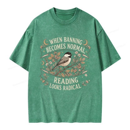 Pagewings Reading Looks Radical Unisex Washed T-shirt