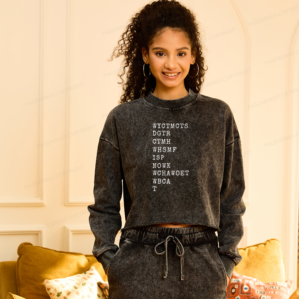 Pagewings Will You Come To My Cottage This Summer Washed Crop Sweatshirt
