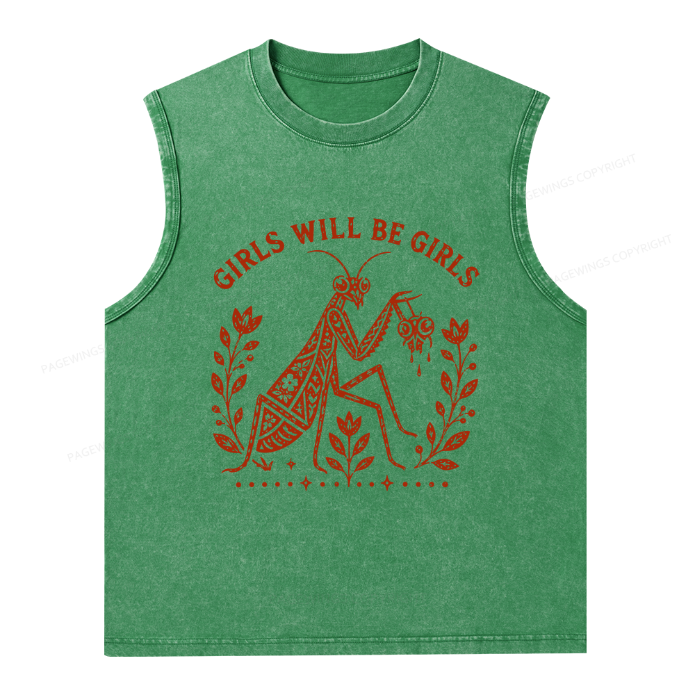 Pagewing Girls Will Be Girls16300 Bookish Unisex Washed Tank Top