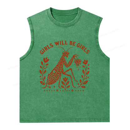 Pagewing Girls Will Be Girls16300 Bookish Unisex Washed Tank Top