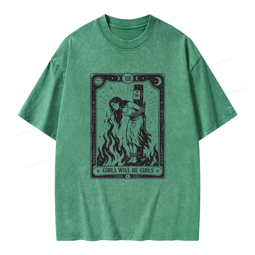 Pagewings Girls Will Be Girls Unisex Washed T-shirt