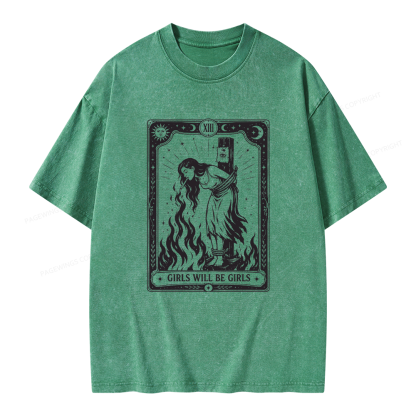 Pagewings Girls Will Be Girls Unisex Washed T-shirt