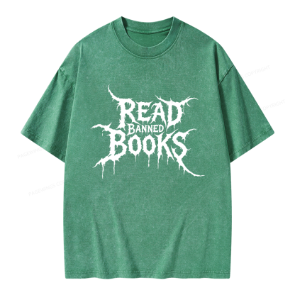 Pagewings Read Banned Books Unisex Washed T-shirt