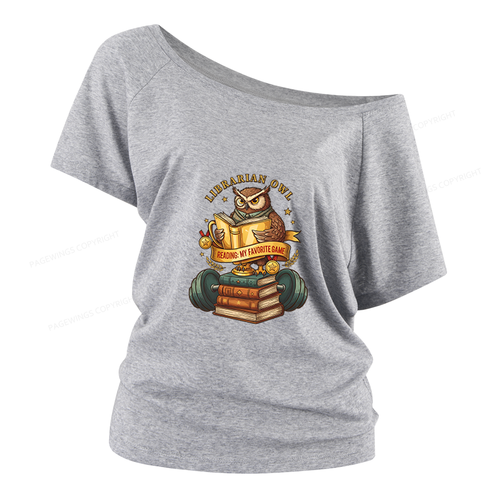 Pagewings Librarian Owl Women Off Shoulder T-shirts