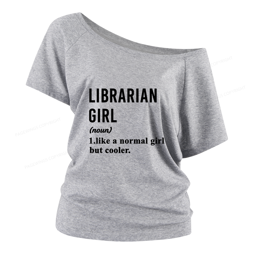Pagewings Librarian Girl Women Off Shoulder T-shirts