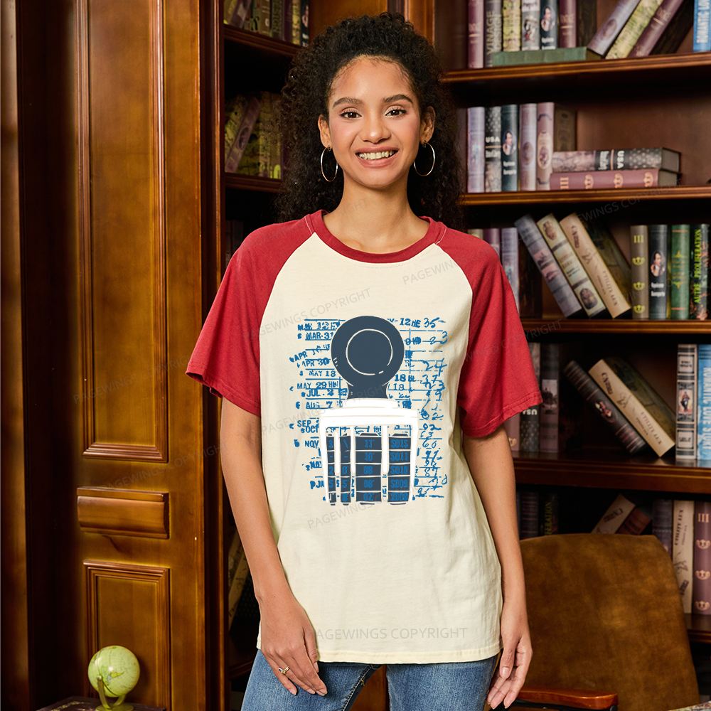 Pagewings Books Library Stamp Bookish Raglan T-shirt