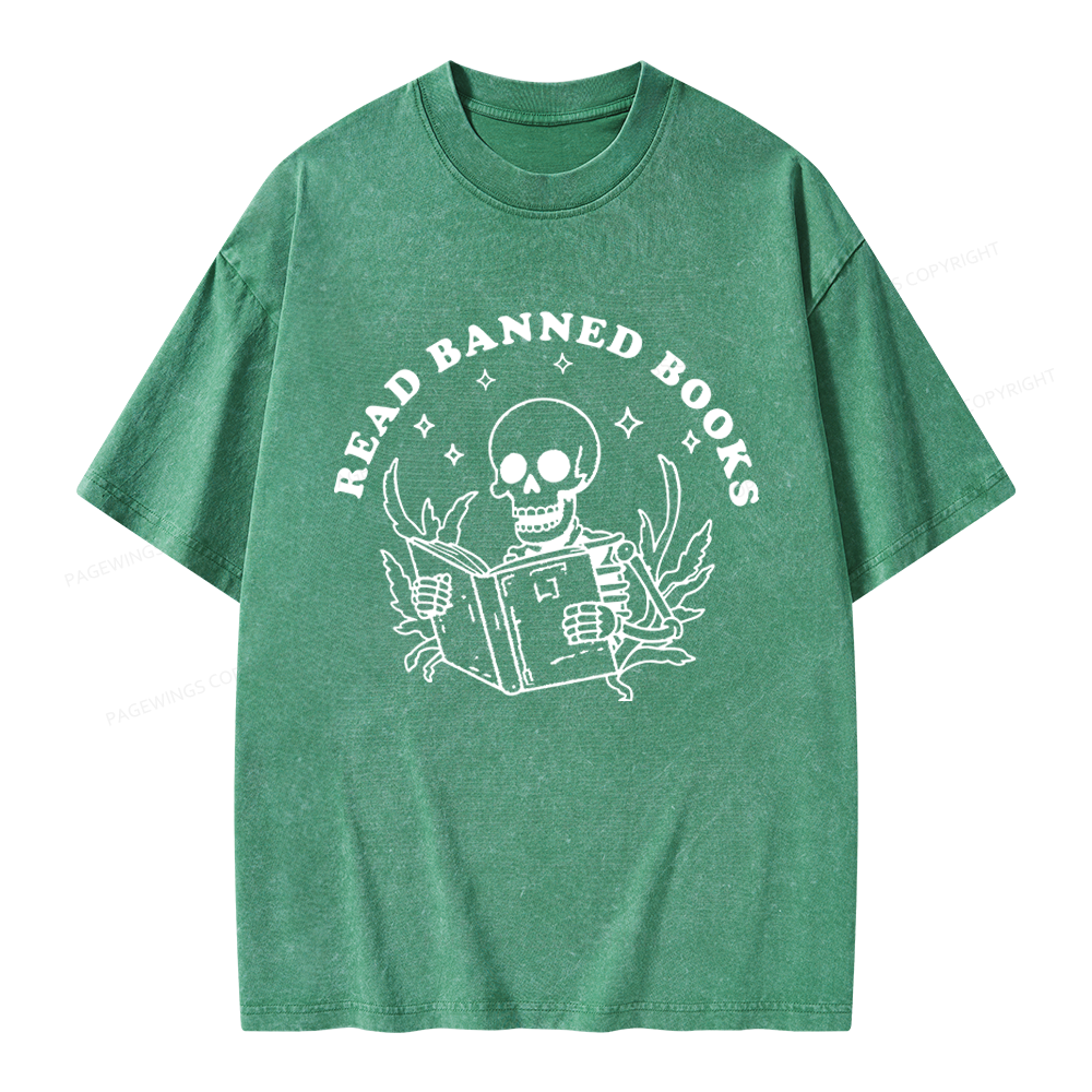 Pagewings Read Banned Books Unisex Washed T-shirt