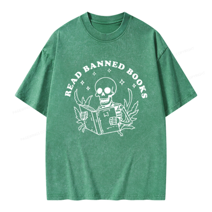 Pagewings Read Banned Books Unisex Washed T-shirt