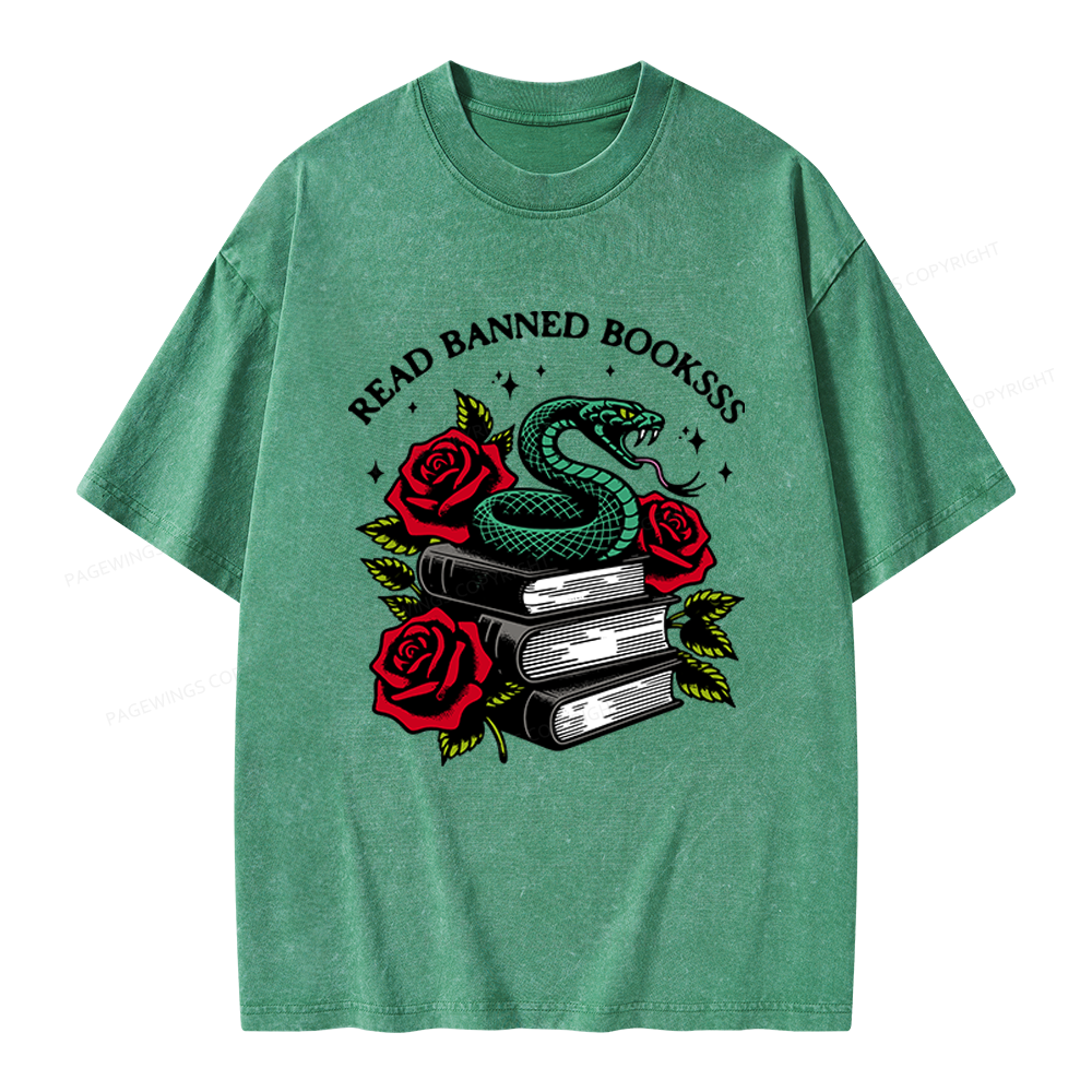 Pagewings Read Banned Books Unisex Washed T-shirt