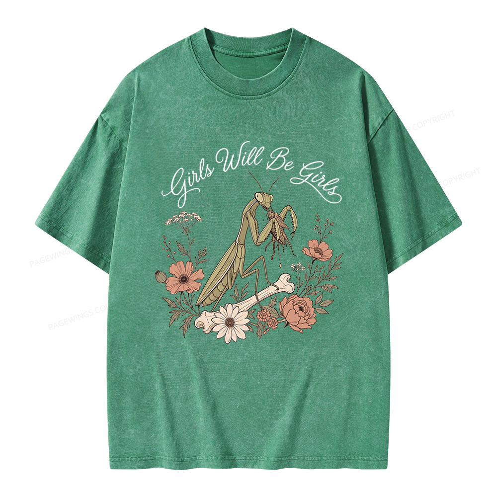 Pagewings Girls Will Be Girls Unisex Washed T-shirt