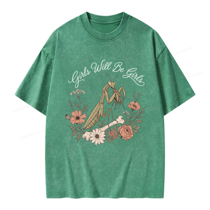 Pagewings Girls Will Be Girls Unisex Washed T-shirt