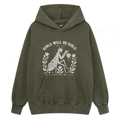 Pagewings Girls Will Be Girls Unisex Washed Hoodie