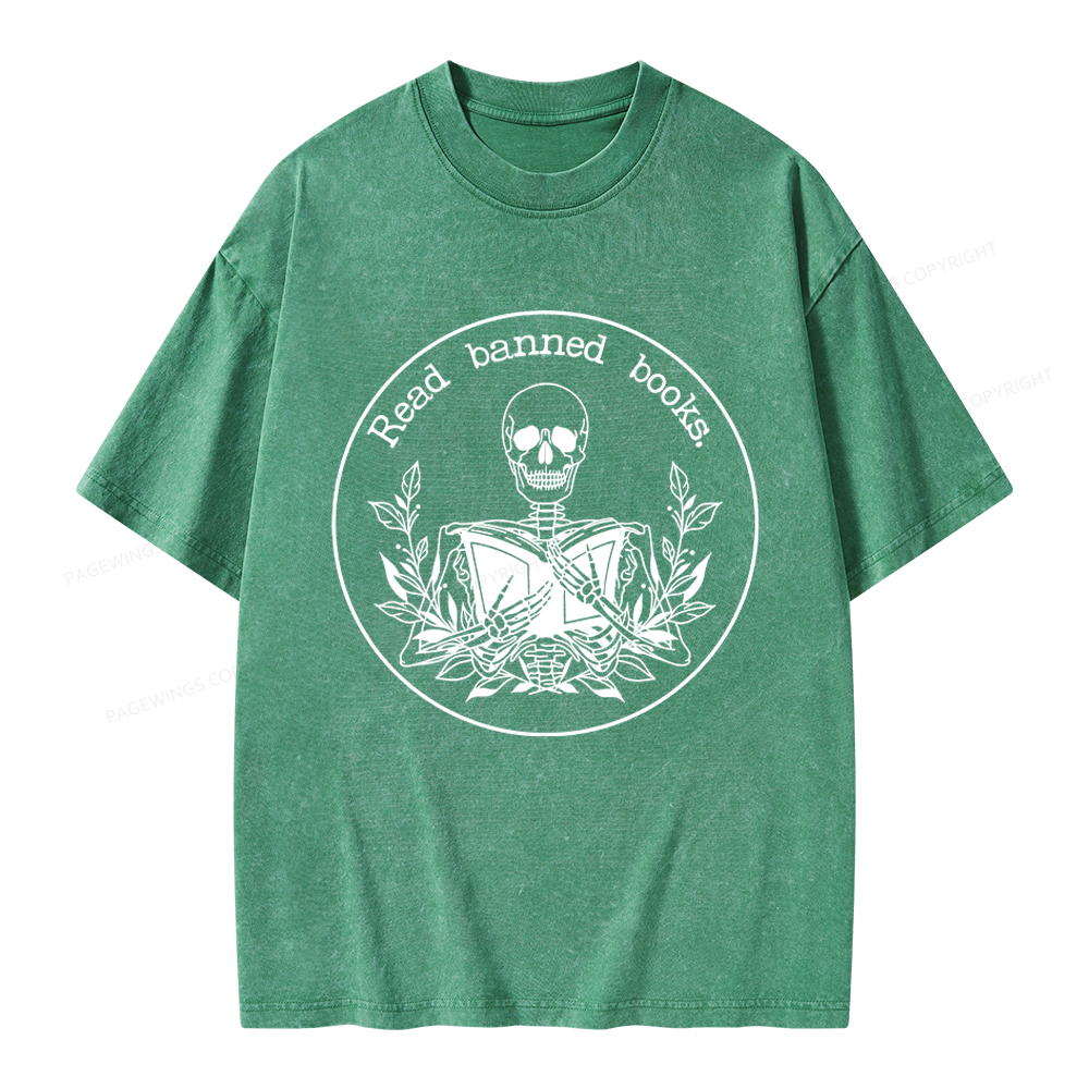 Pagewings Read Banned Books Unisex Washed T-shirt