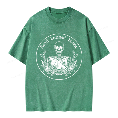 Pagewings Read Banned Books Unisex Washed T-shirt