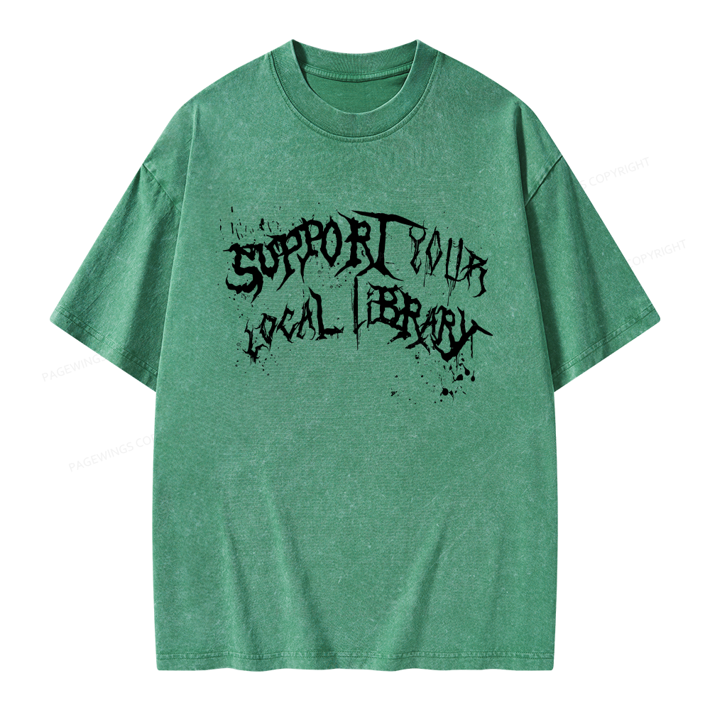 Pagewings Support Your Local Library Unisex Washed T-shirt