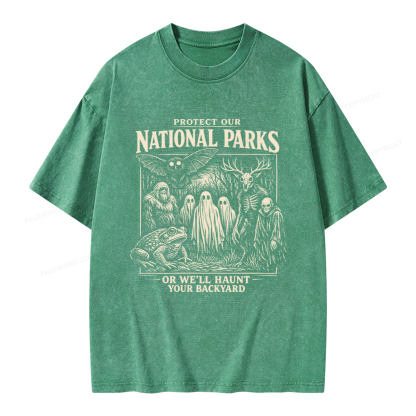 Pagewings Protect Our National Parks Unisex Washed T-shirt