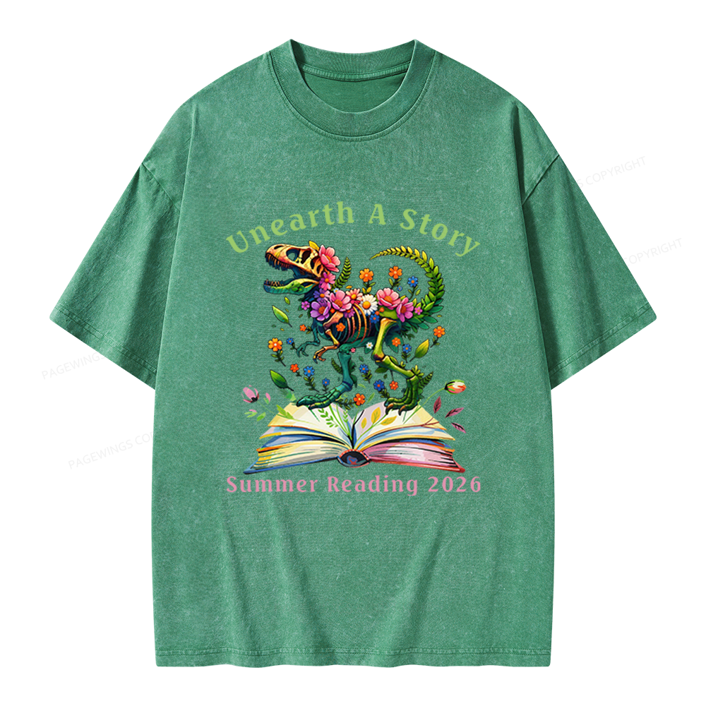 Pagewings Summer Reading 2026 Unisex Washed T-shirt
